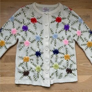 Vintage knit embroidered sweater cardigan